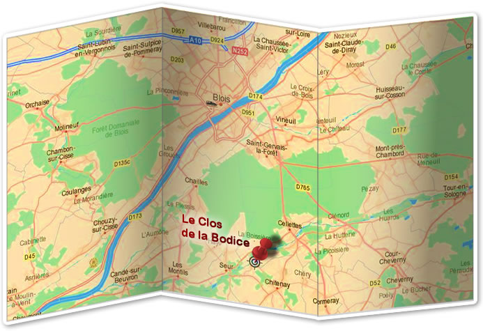 Map to Le Clos de la Bodice
